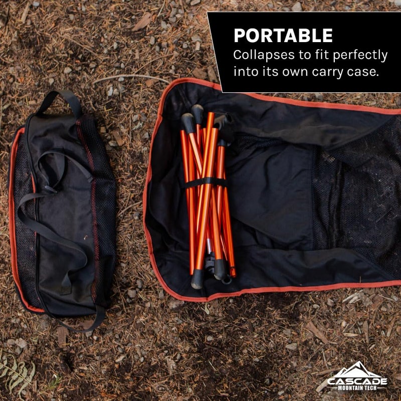 Cascade Mountain Tech Outdoor High Back Lightweight Camp Chair with Headrest and Carry Case - Black - Image 4